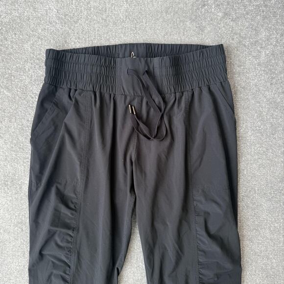 prAna Pants Womens Medium Black Stretch Drawstring Ruched Leg Tie Hem Joggers - Picture 2 of 12